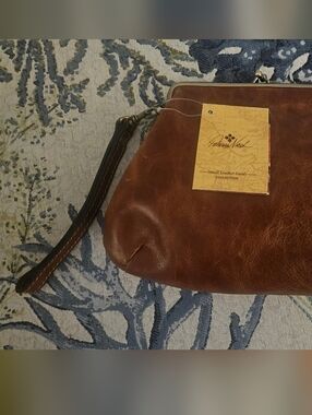 Patricia Nash Brown Leather Wristlet Clutch